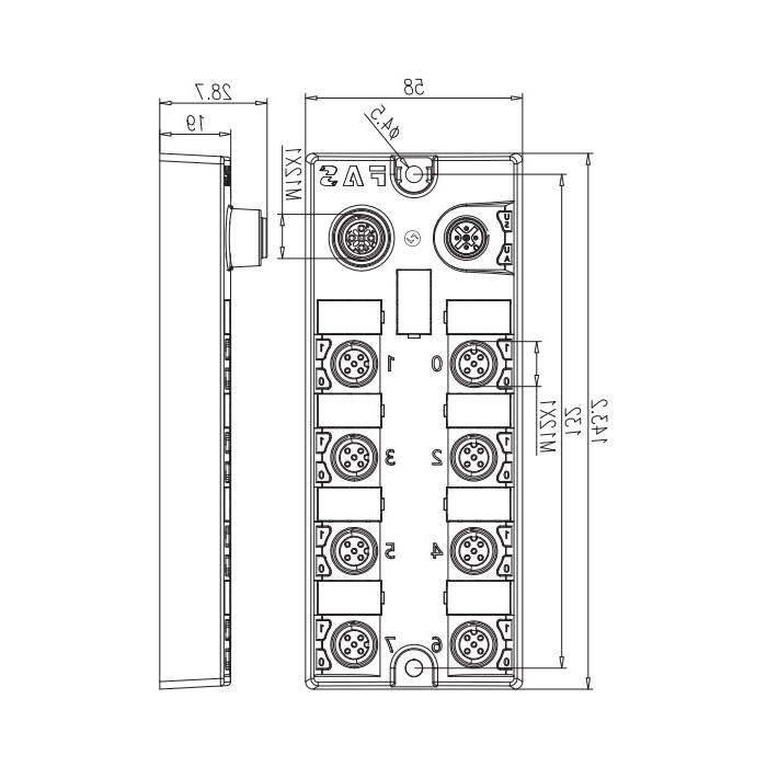 M12接口，IO-Link集线器，PNP， 16DI/DO配置，可扩展模块，00BD31